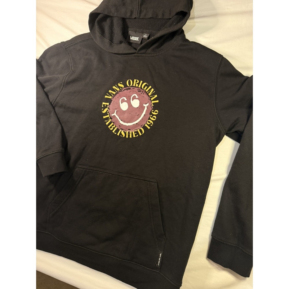 Vans off the Wall Youth Size L Black Long Sleeve Hoodie Pullover